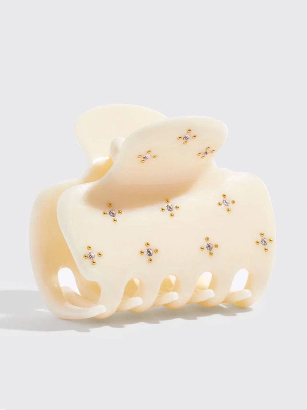 Ivory Recycled Plastic Rhinestone Medium Puffy Claw Clip